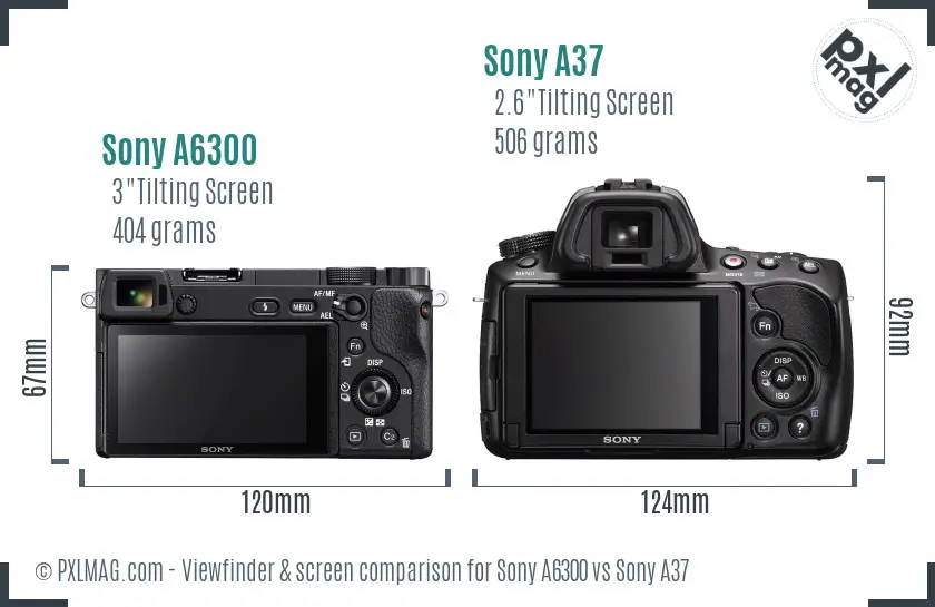 Sony A6300 vs Sony A37 Screen and Viewfinder comparison