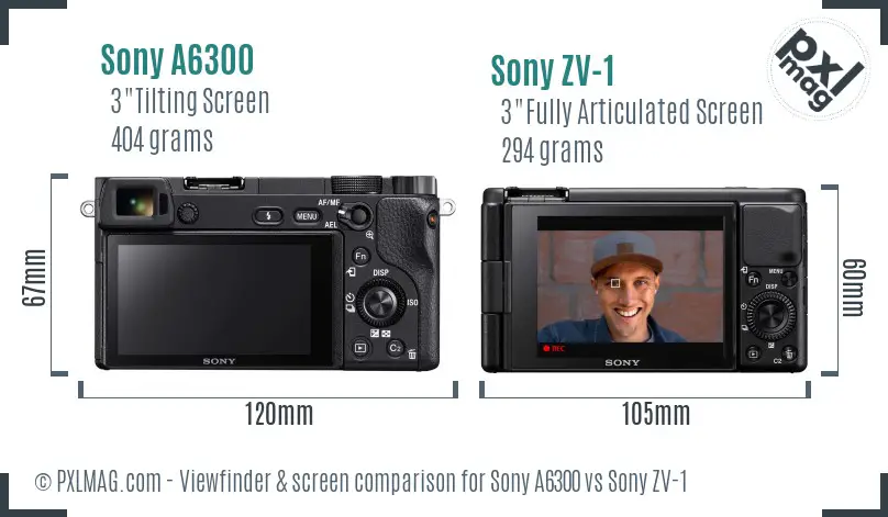 Sony A6300 vs Sony ZV-1 Screen and Viewfinder comparison
