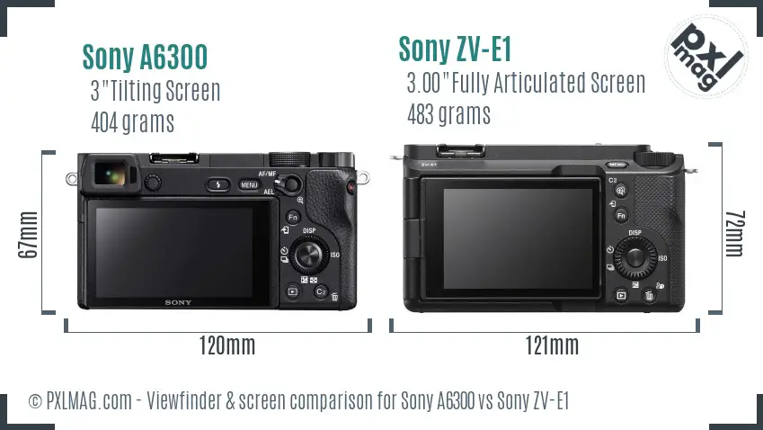 Sony A6300 vs Sony ZV-E1 Screen and Viewfinder comparison