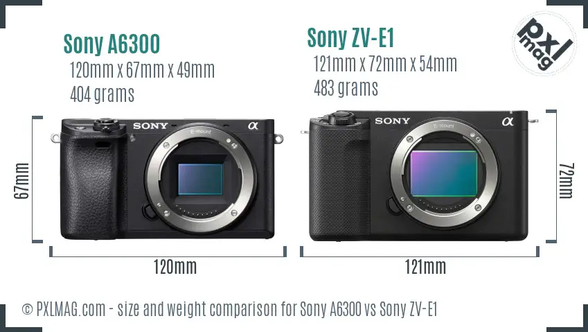 Sony A6300 vs Sony ZV-E1 size comparison