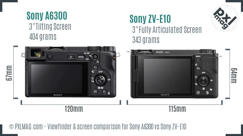 Sony A6300 vs Sony ZV-E10 Screen and Viewfinder comparison