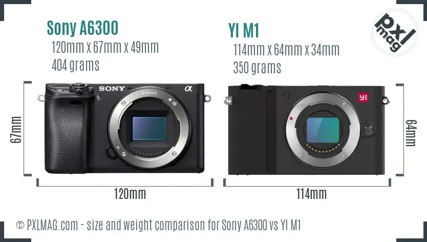 Sony A6300 vs YI M1 size comparison