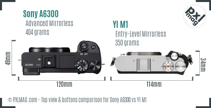 Sony A6300 vs YI M1 top view buttons comparison