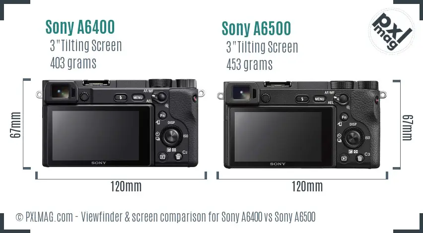 Sony A6400 vs Sony A6500 Screen and Viewfinder comparison