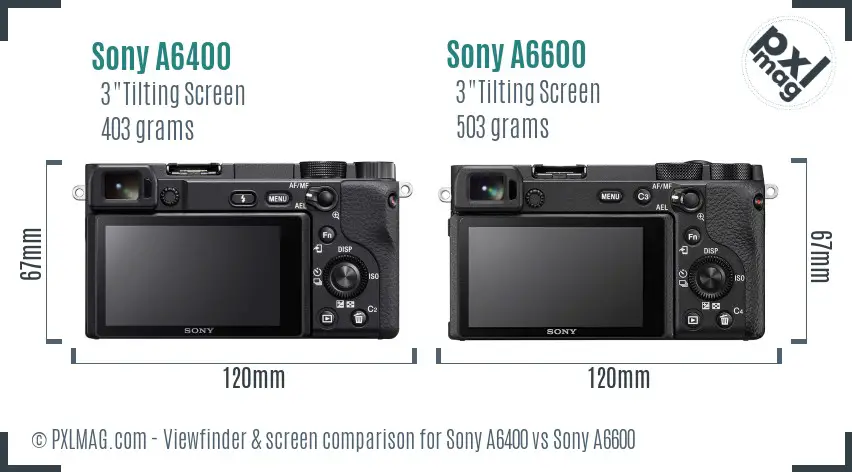 Sony A6400 vs Sony A6600 Screen and Viewfinder comparison