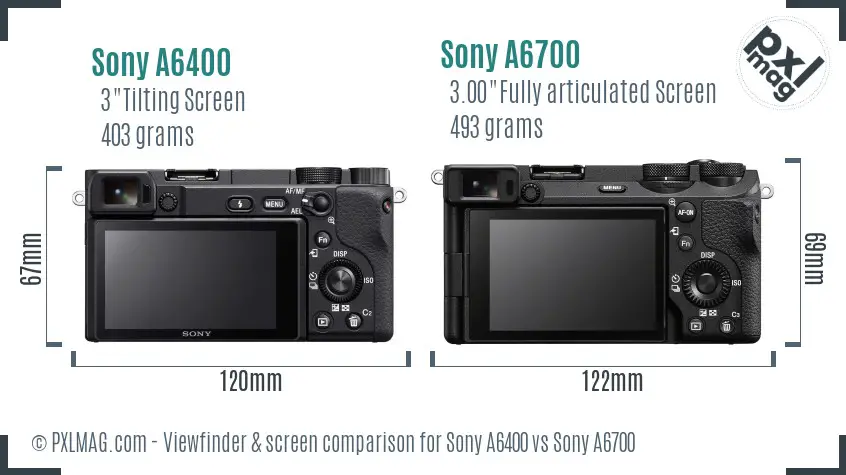 Sony A6400 vs Sony A6700 Screen and Viewfinder comparison
