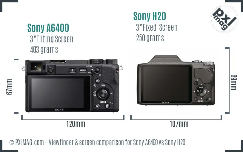 Sony A6400 vs Sony H20 Screen and Viewfinder comparison
