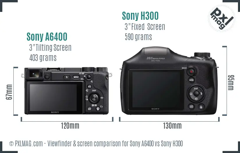 Sony A6400 vs Sony H300 Screen and Viewfinder comparison