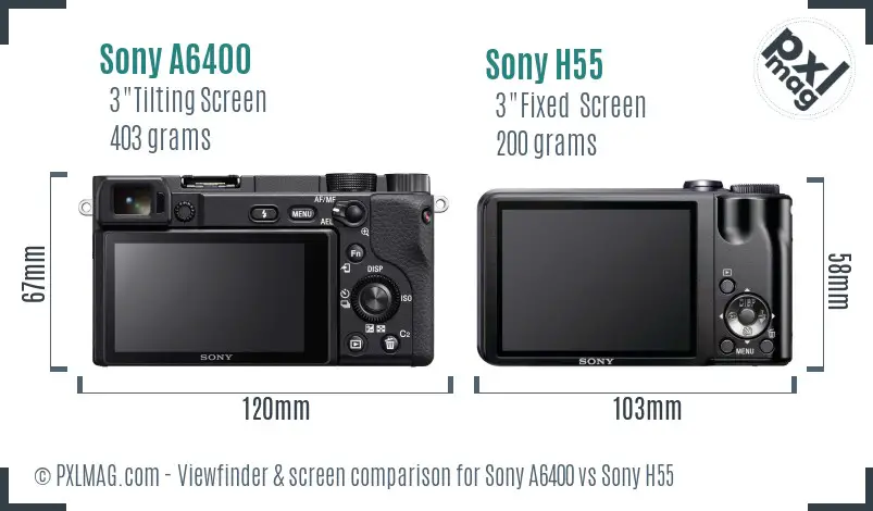 Sony A6400 vs Sony H55 Screen and Viewfinder comparison