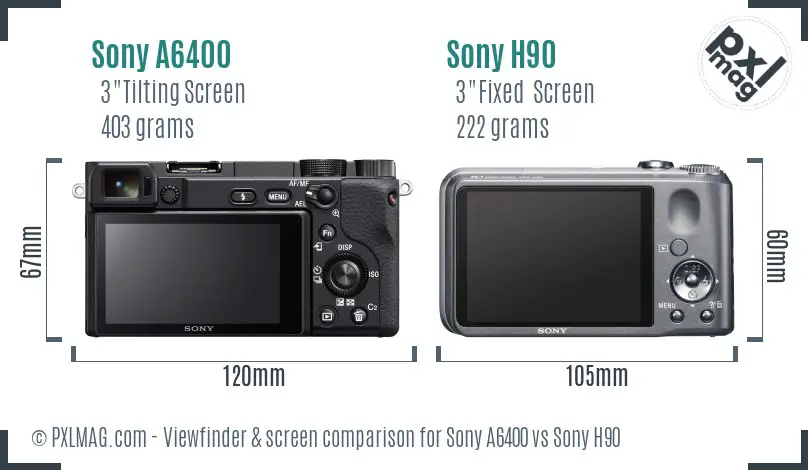 Sony A6400 vs Sony H90 Screen and Viewfinder comparison