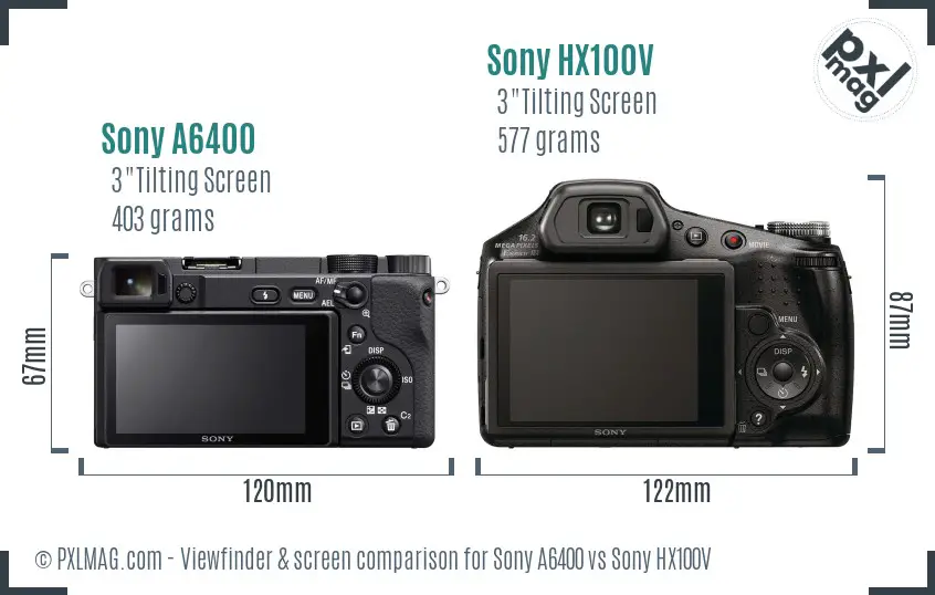 Sony A6400 vs Sony HX100V Screen and Viewfinder comparison
