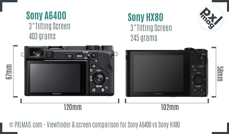 Sony A6400 vs Sony HX80 Screen and Viewfinder comparison
