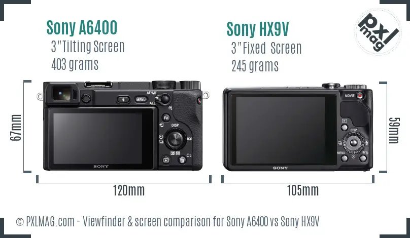 Sony A6400 vs Sony HX9V Screen and Viewfinder comparison