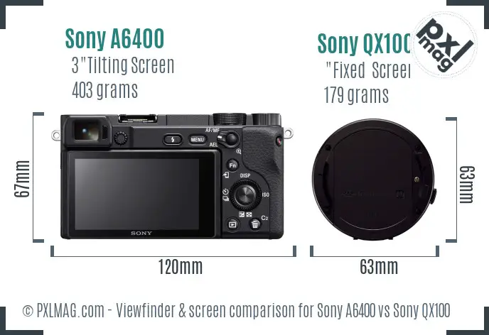 Sony A6400 vs Sony QX100 Screen and Viewfinder comparison