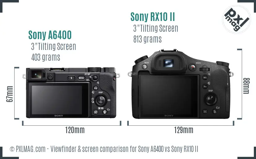 Sony A6400 vs Sony RX10 II Screen and Viewfinder comparison
