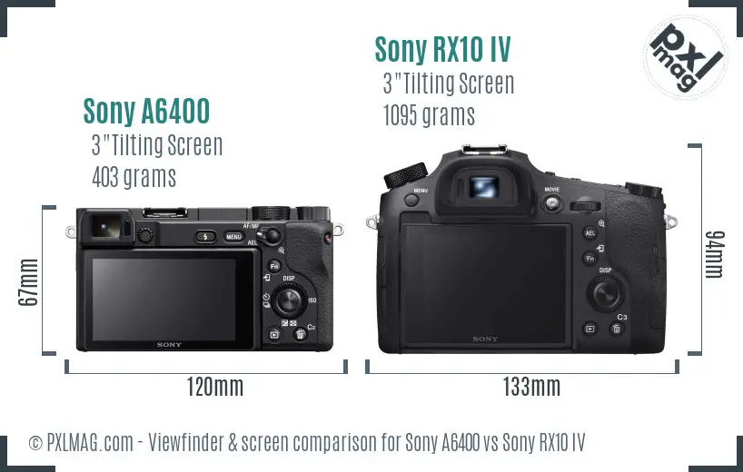 Sony A6400 vs Sony RX10 IV Screen and Viewfinder comparison