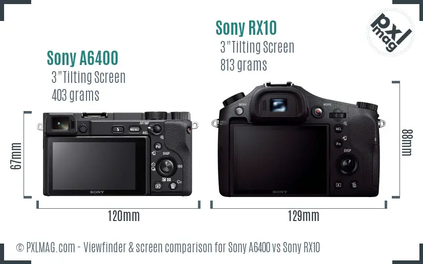 Sony A6400 vs Sony RX10 Screen and Viewfinder comparison