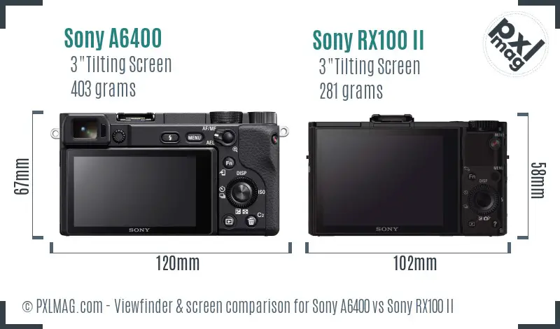Sony A6400 vs Sony RX100 II Screen and Viewfinder comparison