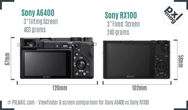 Sony A6400 vs Sony RX100 Screen and Viewfinder comparison