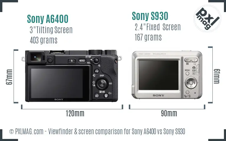 Sony A6400 vs Sony S930 Screen and Viewfinder comparison