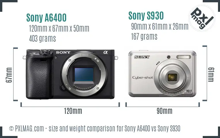 Sony A6400 vs Sony S930 size comparison