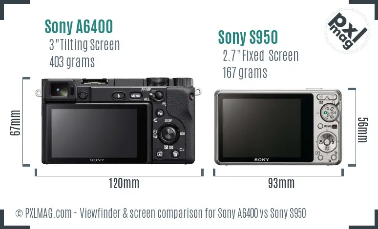 Sony A6400 vs Sony S950 Screen and Viewfinder comparison