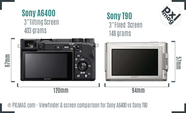 Sony A6400 vs Sony T90 Screen and Viewfinder comparison
