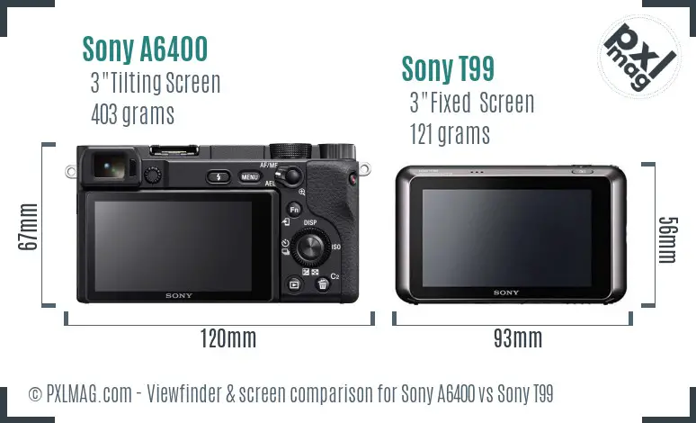 Sony A6400 vs Sony T99 Screen and Viewfinder comparison