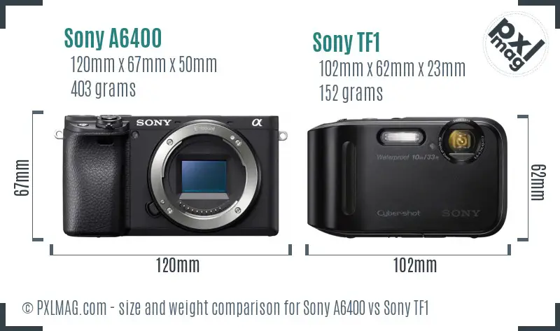 Sony A6400 vs Sony TF1 size comparison
