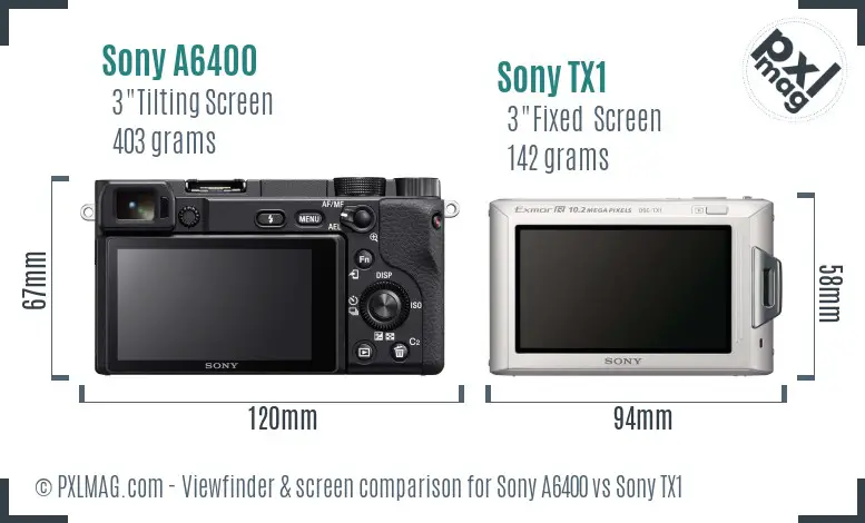 Sony A6400 vs Sony TX1 Screen and Viewfinder comparison