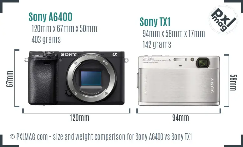 Sony A6400 vs Sony TX1 size comparison