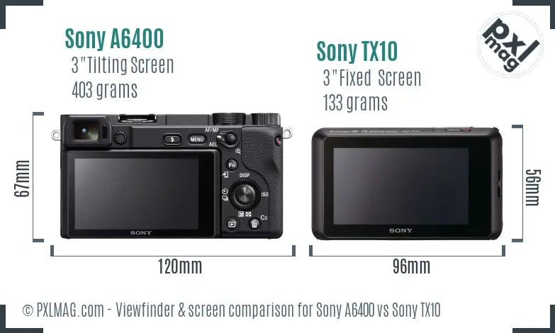 Sony A6400 vs Sony TX10 Screen and Viewfinder comparison