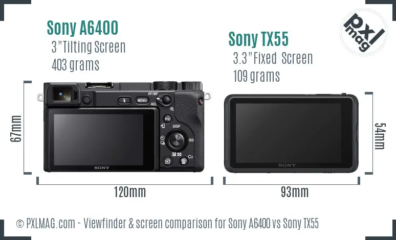 Sony A6400 vs Sony TX55 Screen and Viewfinder comparison