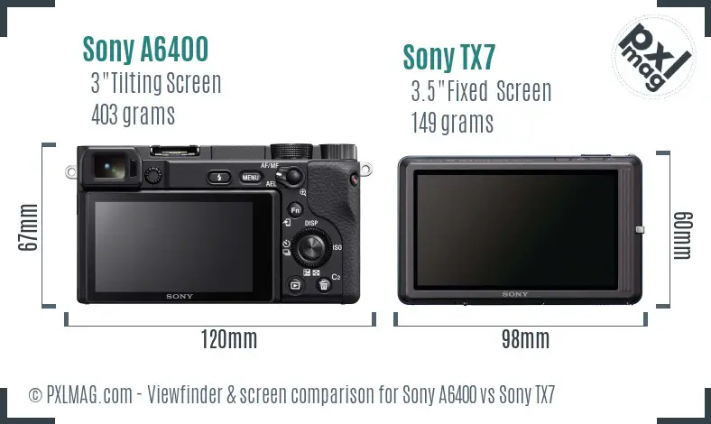Sony A6400 vs Sony TX7 Screen and Viewfinder comparison