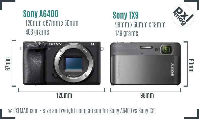 Sony A6400 vs Sony TX9 size comparison