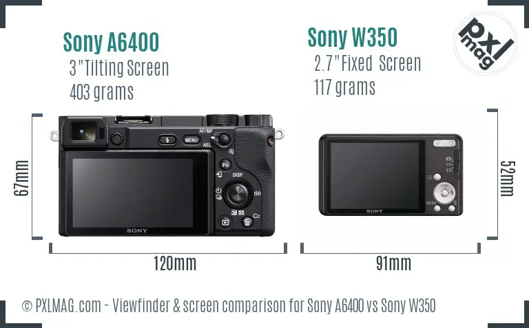 Sony A6400 vs Sony W350 Screen and Viewfinder comparison