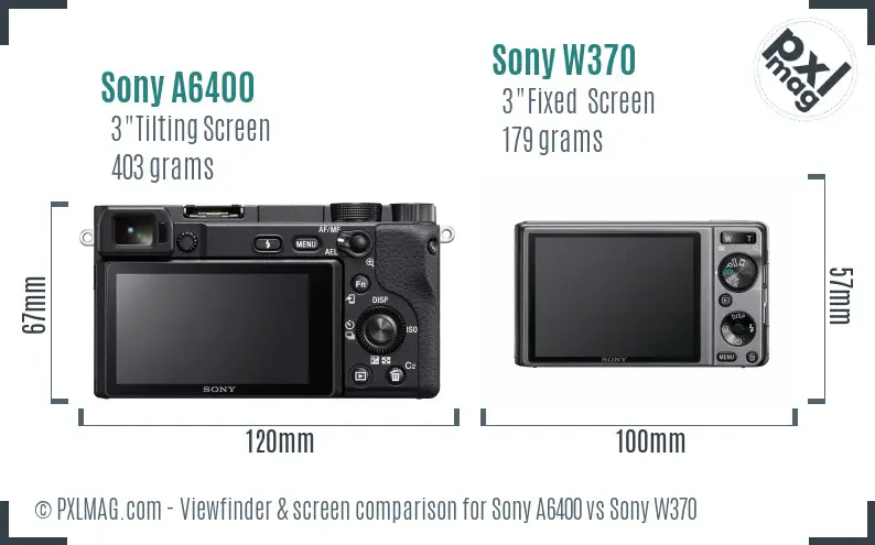 Sony A6400 vs Sony W370 Screen and Viewfinder comparison