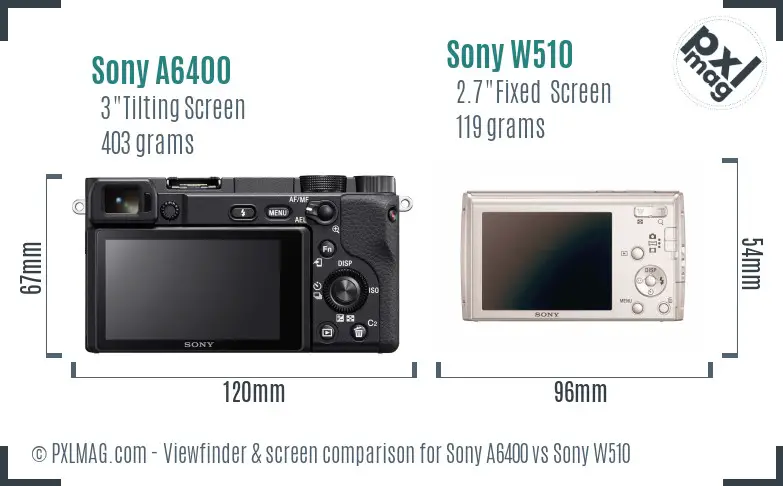 Sony A6400 vs Sony W510 Screen and Viewfinder comparison