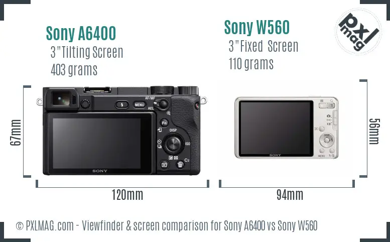 Sony A6400 vs Sony W560 Screen and Viewfinder comparison