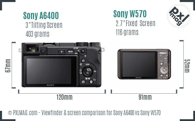 Sony A6400 vs Sony W570 Screen and Viewfinder comparison