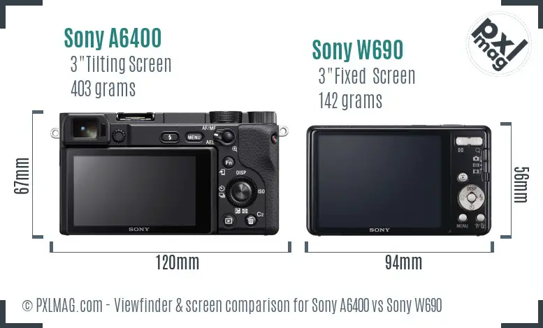 Sony A6400 vs Sony W690 Screen and Viewfinder comparison