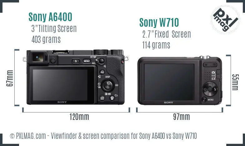 Sony A6400 vs Sony W710 Screen and Viewfinder comparison