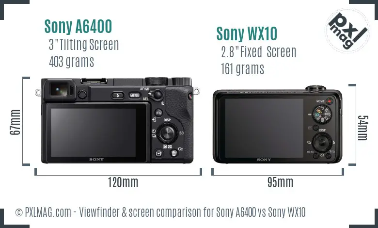 Sony A6400 vs Sony WX10 Screen and Viewfinder comparison