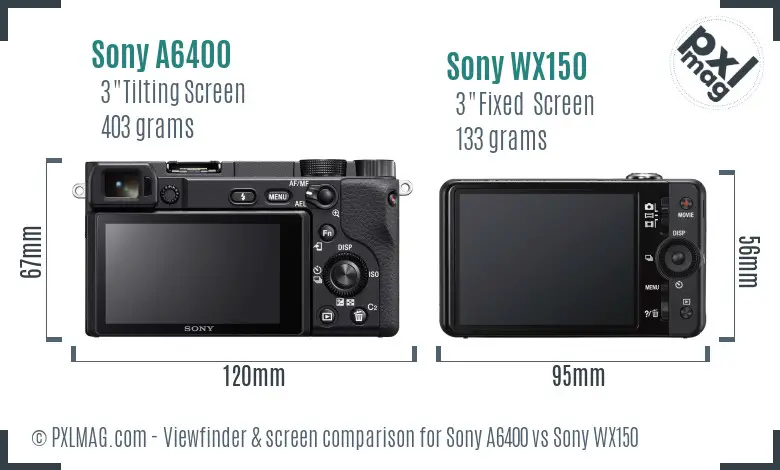 Sony A6400 vs Sony WX150 Screen and Viewfinder comparison