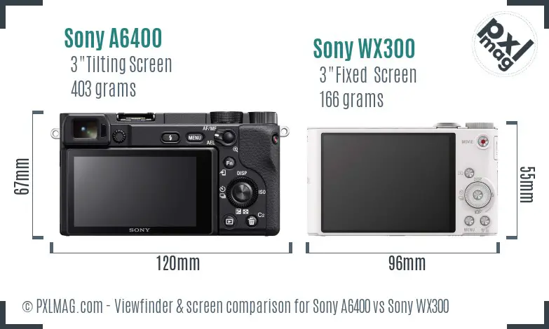 Sony A6400 vs Sony WX300 Screen and Viewfinder comparison