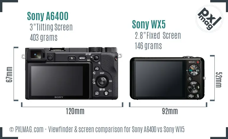 Sony A6400 vs Sony WX5 Screen and Viewfinder comparison