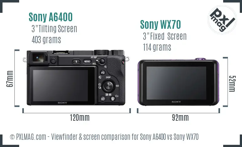 Sony A6400 vs Sony WX70 Screen and Viewfinder comparison