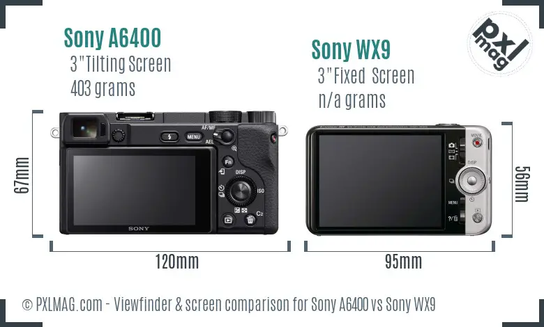 Sony A6400 vs Sony WX9 Screen and Viewfinder comparison