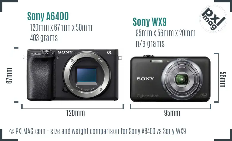 Sony A6400 vs Sony WX9 size comparison