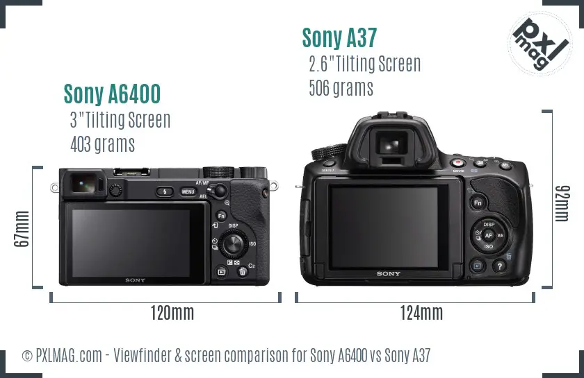 Sony A6400 vs Sony A37 Screen and Viewfinder comparison